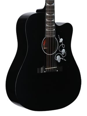 Gibson Dave Mustaine Songwriter Acoustic Electric Guitar Ebony with Case Body Angled View